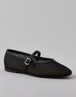 AE Mesh Mary Jane Flats Black