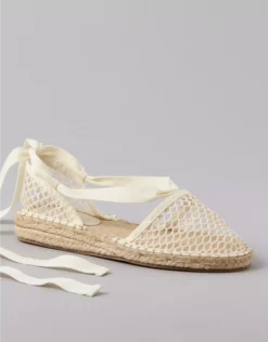AE Mesh Lace-Up Espadrille Ivory
