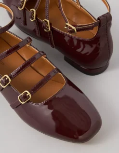 AE Multi-Strap Mary Jane Flat Burgundy -American Eagle Fashion 0419 7064 613 d1