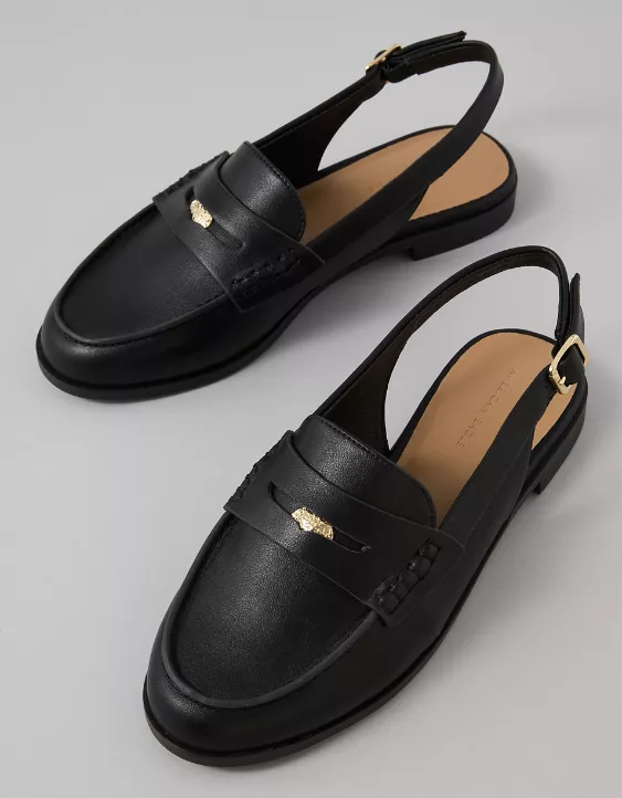AE Slingback Penny Loafer Black 2 AE Slingback Penny Loafer Black - Image 2