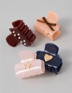 AE Rectangular Claw Clip 4-Pack Multi