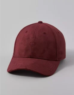 AE Suede Baseball Hat Preppy Red