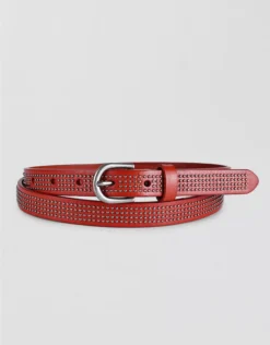 Old Trend Studded Leather Belt Red