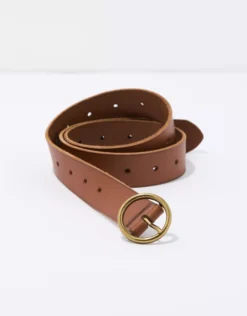 AE Oval Buckle Leather Belt Cognac