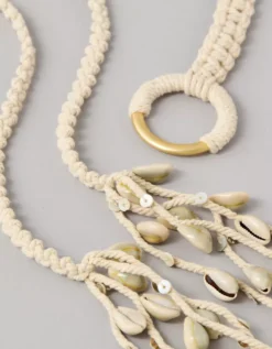 AE Crochet O-Ring Belt Natural -American Eagle Fashion 0423 8100 109 b