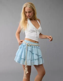 AE Crochet O-Ring Belt Natural -American Eagle Fashion 0423 8100 109 os