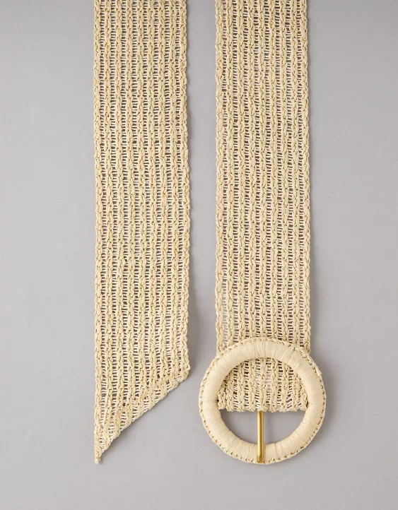 AE Wide Raffia Belt Natural 4 AE Wide Raffia Belt Natural - Image 4