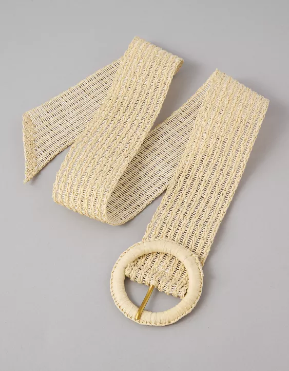 AE Wide Raffia Belt Natural 3 AE Wide Raffia Belt Natural - Image 3