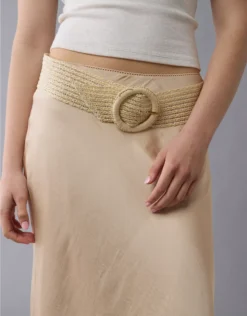 AE Wide Raffia Belt Natural