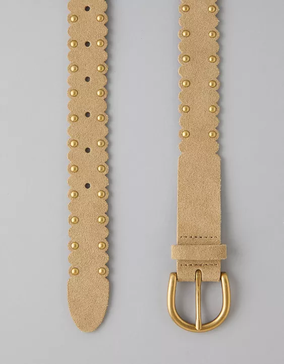 AE Scalloped Studded Belt Tan 4 AE Scalloped Studded Belt Tan - Image 4