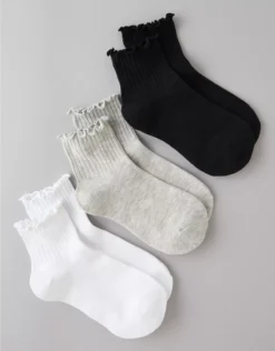 AE Ruffle Boyfriend Socks 3-Pack Multi