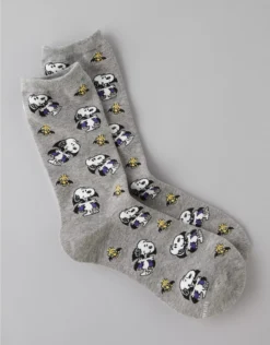 AE Vampire Snoopy Crew Socks Grey