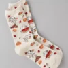 AE Thanksgiving Snoopy Crew Socks Oatmeal