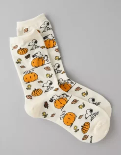 AE Snoopy Halloween Crew Socks Cream -American Eagle Fashion 0425 3828 106 f