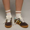 AE Varsity Stripe Cropped Crew Socks Cream