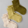 AE Scalloped Cropped Crew Socks 3-Pack Green