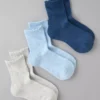 AE Scalloped Cropped Crew Socks 3-Pack Blue
