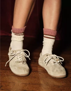 AE Striped Slouchy Socks Pink