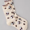 AE Snoopy Ruffle Crew Socks Oatmeal Heather