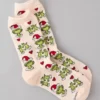 AE Grinch Crew Socks Pink Note