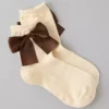 AE Satin Bow Cropped Crew Socks Coconut