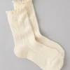 AE Cozy Pointelle Crew Socks Cream