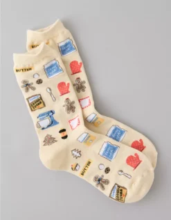 AE Holiday Baking Crew Socks Tan