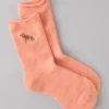 AE Embroidered Gingerbread Crew Socks Rusty Peach
