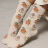 AE Pumpkin Teddy Bear Crew Socks Cream