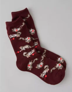 AE Ragdoll Cat Crew Socks Antique Rose