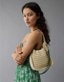AE Mini Raffia Tote Bag Natural