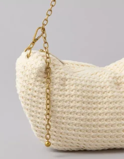 AEO Crochet Crescent Bag Natural -American Eagle Fashion 0427 8096 109 b