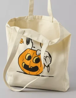 AE Snoopy Halloween Canvas Tote Bag Cappuccino -American Eagle Fashion 0427 8247 241 b