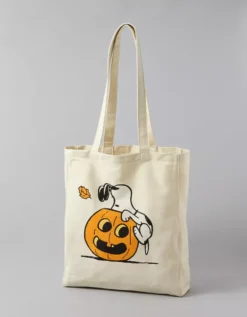 AE Snoopy Halloween Canvas Tote Bag Cappuccino -American Eagle Fashion 0427 8247 241 f