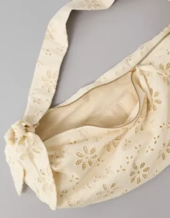 AE Eyelet Slouchy Hobo Bag Ecru Denim 6 AE Eyelet Slouchy Hobo Bag Ecru Denim -American Eagle Fashion 0427 8254 154 b