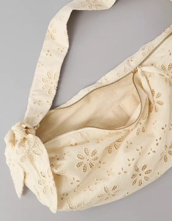 AE Eyelet Slouchy Hobo Bag Ecru Denim 3 AE Eyelet Slouchy Hobo Bag Ecru Denim - Image 3