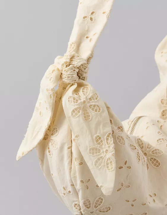 AE Eyelet Slouchy Hobo Bag Ecru Denim 4 AE Eyelet Slouchy Hobo Bag Ecru Denim - Image 4