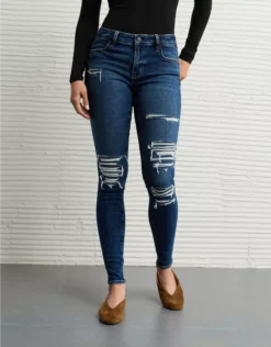 AE Next Level Patched Low-Rise Jegging Indie Dark Destroy