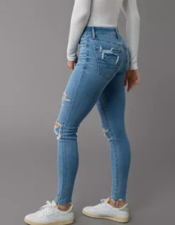 AE Next Level Ripped High-Waisted Jegging Medium Indigo -American Eagle Fashion 0433 5236 947 os