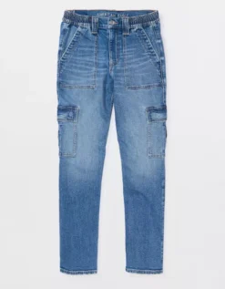 AE Stretch Super High-Waisted Ankle Straight Cargo Jean -American Eagle Fashion 0435 4844 489 f