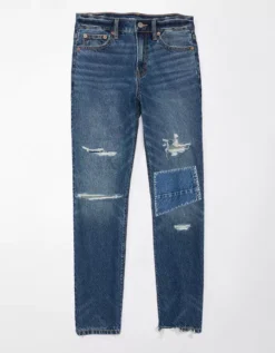 AE Strigid Super High-Waisted Ripped Ankle Straight Jean -American Eagle Fashion 0435 4845 009 f