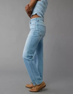 AE Stretch Super High-Waisted Straight Jean Light Repair -American Eagle Fashion 0435 5141 953 os