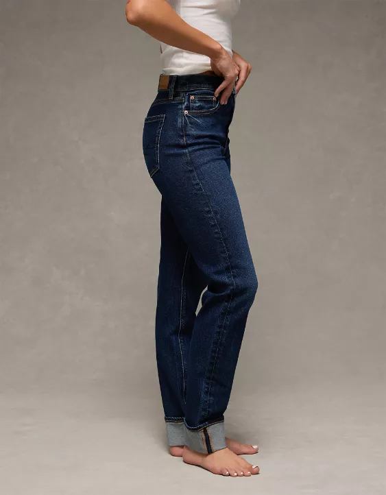 AE Stretch Super High-Waisted Straight Jean Dark Rinse 5 AE Stretch Super High-Waisted Straight Jean Dark Rinse - Image 5