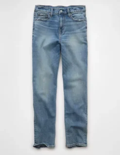 AE Stretch Super High-Waisted Ankle Straight Jean Medium Tinted -American Eagle Fashion 0435 5803 909 f