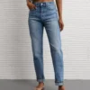 AE Stretch Super High-Waisted Ankle Straight Jean Medium Tinted