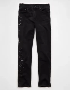 AE Stretch Super High-Waisted Bat Straight Jean Black 8 AE Stretch Super High-Waisted Bat Straight Jean Black -American Eagle Fashion 0435 5846 001 f