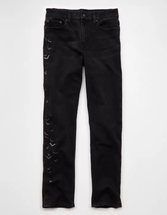 AE Stretch Super High-Waisted Bat Straight Jean Black 3 AE Stretch Super High-Waisted Bat Straight Jean Black - Image 3