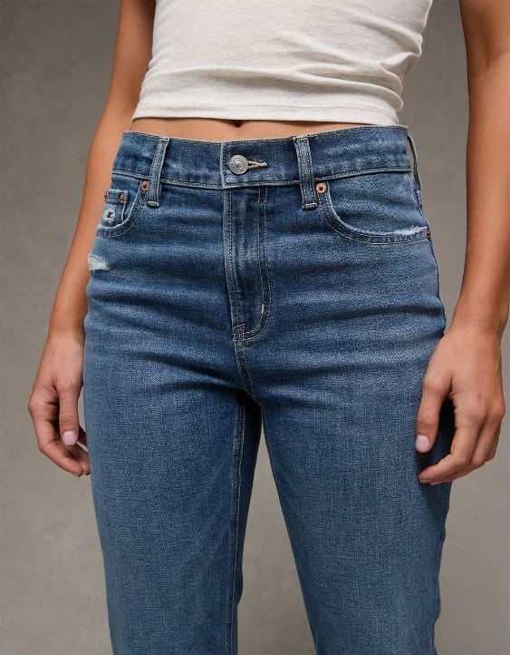 AE Stretch Ripped Super High-Waisted Straight Jean Dreamy Indigo 6 AE Stretch Ripped Super High-Waisted Straight Jean Dreamy Indigo - Image 6