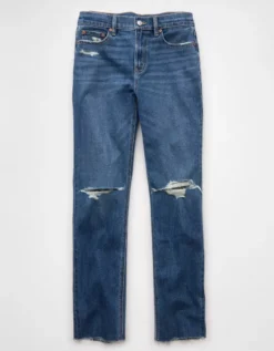 AE Stretch Ripped Super High-Waisted Straight Jean Dreamy Indigo 8 AE Stretch Ripped Super High-Waisted Straight Jean Dreamy Indigo -American Eagle Fashion 0435 5858 905 f