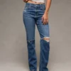 AE Stretch Ripped Super High-Waisted Straight Jean Dreamy Indigo